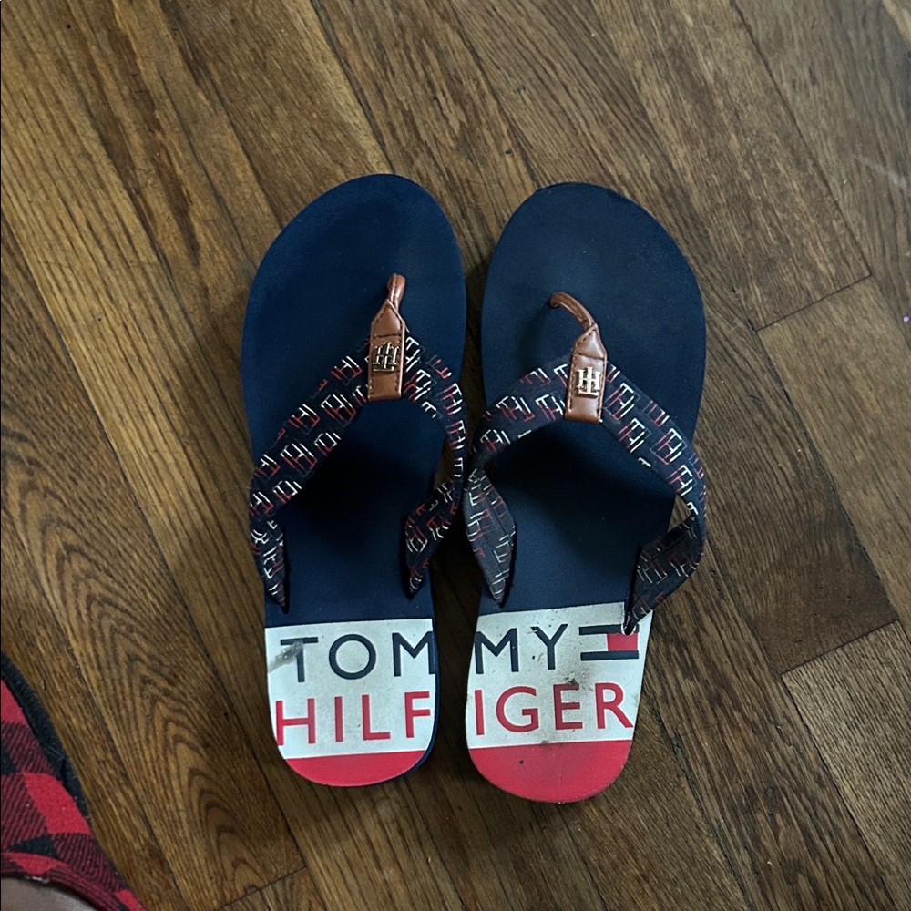 Tommy Hilfiger Navy and Red Flip Flops